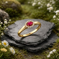Ring 333 Gelbgold Rubin und Zirkonia