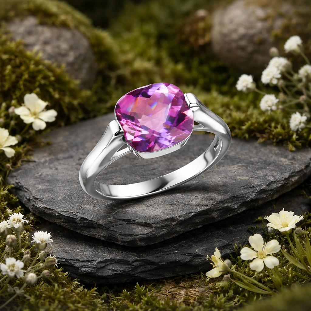 Ring 925/- Sterling Silber rhodiniert Amethyst