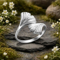 Ring 925/- Sterling Silber rhodiniert Gingko