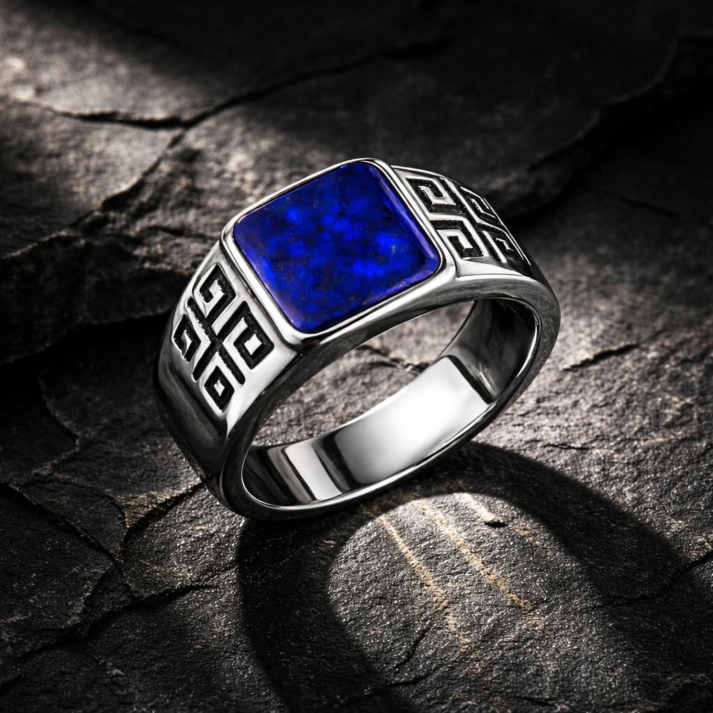 Ring 925/- Sterling Silber rhodiniert Lapislazuli