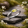 Ring 925/- Sterling silver rhodium-plated peridot