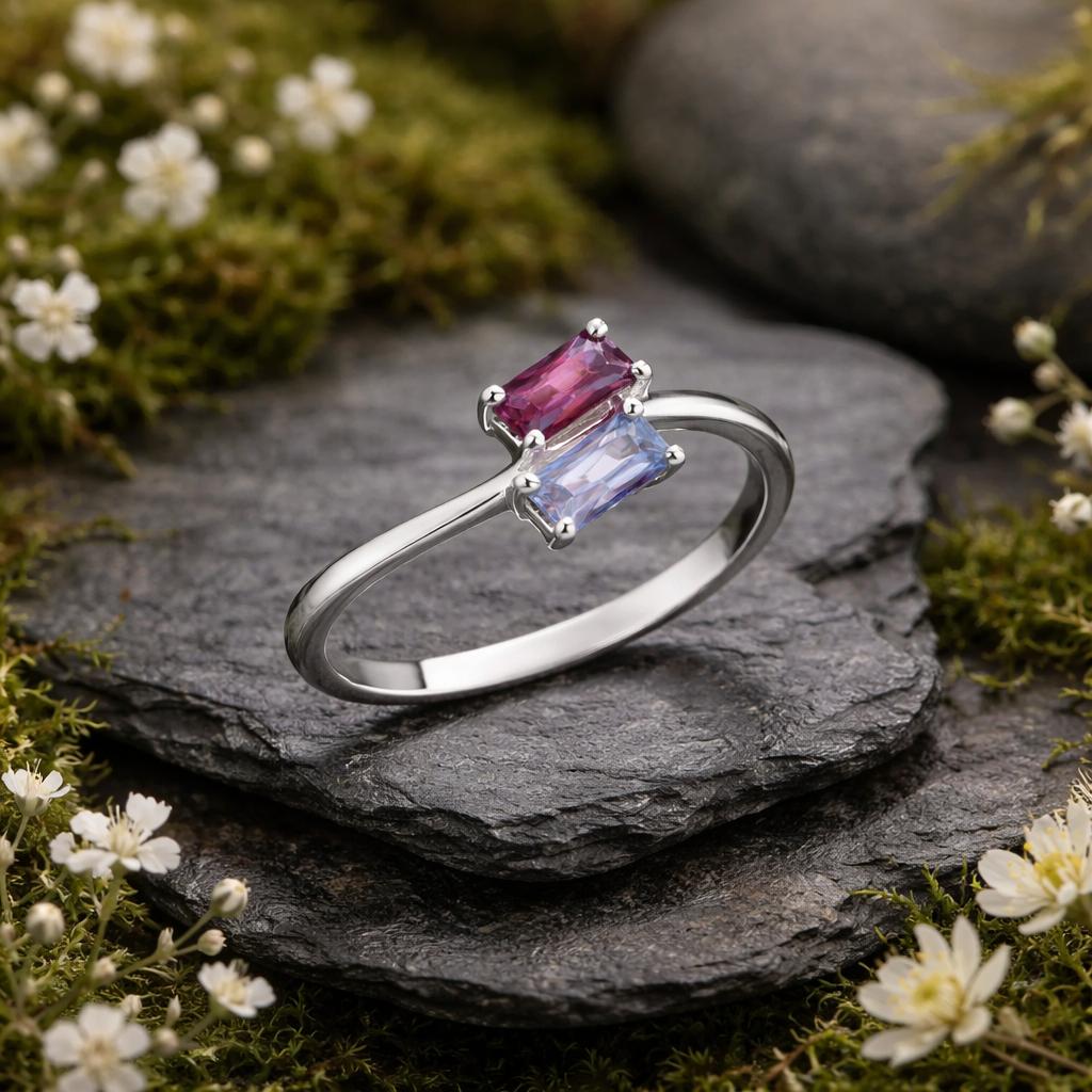 Ring 925/- Sterling Silber rhodiniert Zirkonia und Spinell