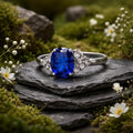 Ring 925/- Sterling Silber rhodiniert Zirkonia weiß und blau
