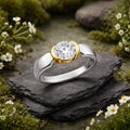 Ring 925/- Sterling Silber rhodiniert bicolor Zirkonia