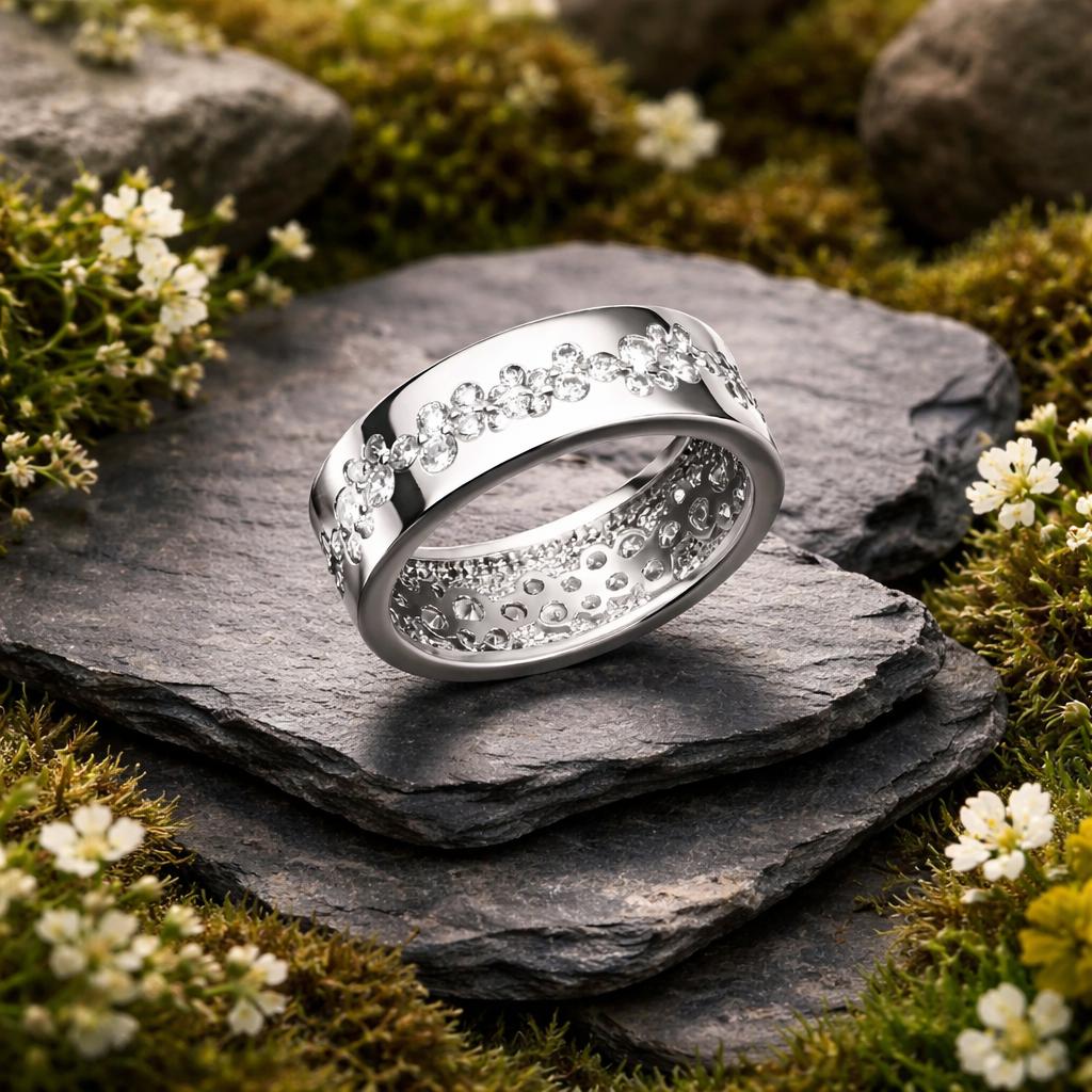 Ring 925/- Sterling Silber rhodiniert glanz Zirkonia