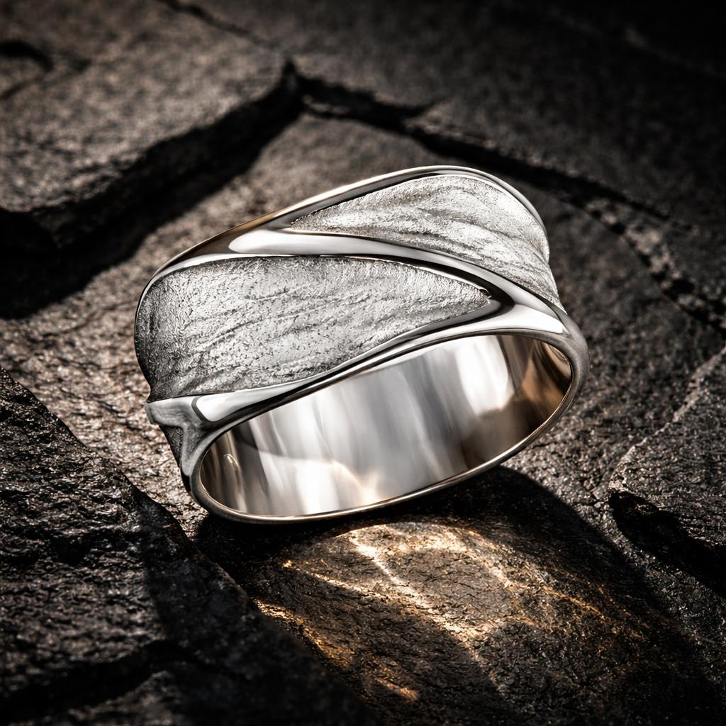 Ring 925/- Sterling Silber rhodiniert matt/glanz