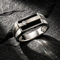 Ring 925/- Sterling Silber rhodiniert mit Onyx und Zirkonia
