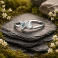 Ring 925/- Sterling Silber rhodiniert mit Zirkonia und Glasstein