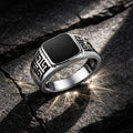 Ring 925/- Sterling Silber rhodiniert schwarzer Achat