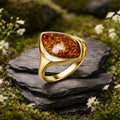 Ring 925/- Sterling Silber vergoldet mit Bernstein
