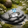 Ring 925 Sterling Silber rhodiniert synth. Blautopas