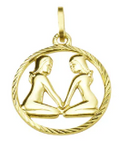 Pendant 925/- Sterling Silver Gold-Plated Gemini