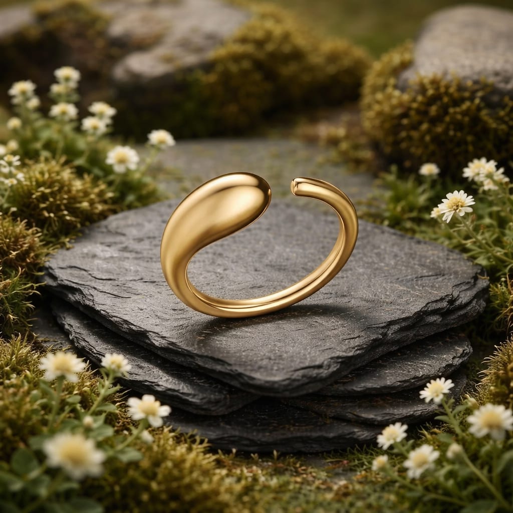 Ring 925 Sterling Silver Gold-Plated Polished