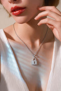 Anhänger mit Kette 925/- Sterling Silber Schloß mit Zirkonia
