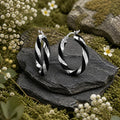 Creolen 925/- Sterling Silber rhodiniert schwarzer Lack 27mm
