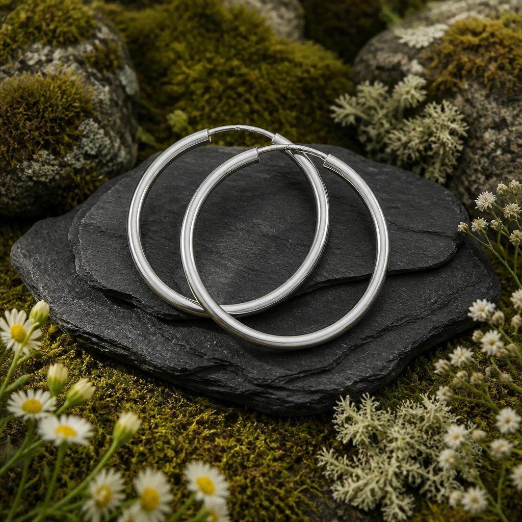 Creolen 925/- Sterling Silber rhodiniert Ø 30mm