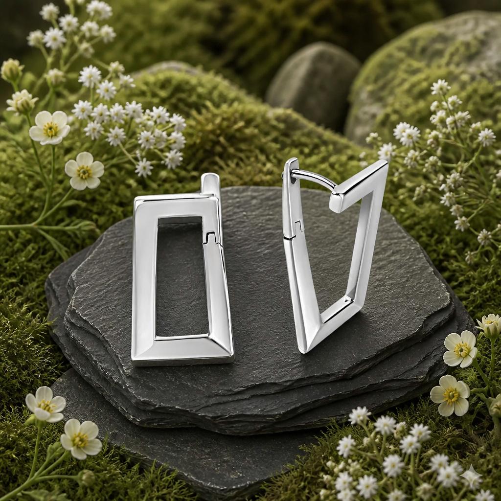 Hoop Earrings 925 Rhodium Plated