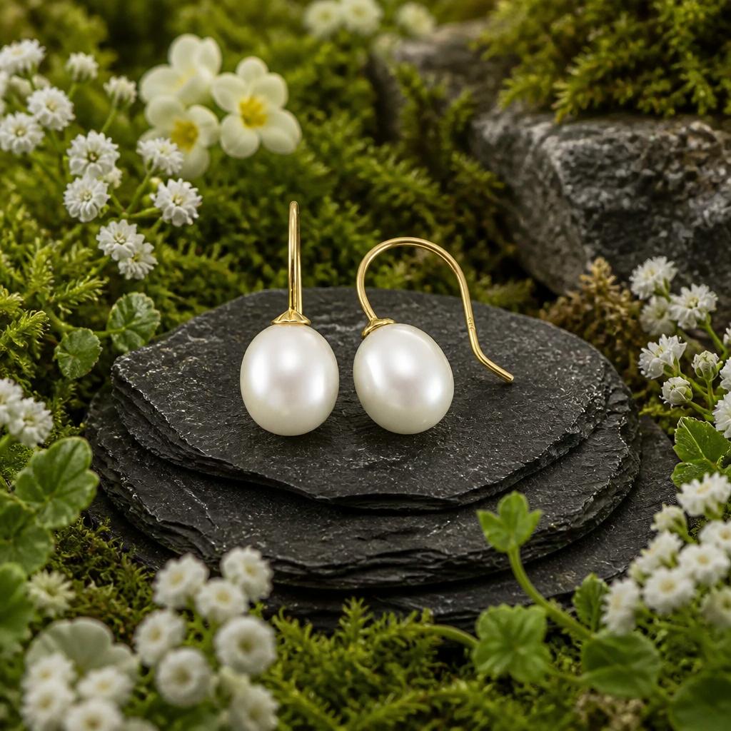 Ohrhänger 585/- Gelbgold glanz Süßwasserperle 8-8,5mm