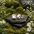 Stud earrings 925/- sterling silver rhodium-plated mother of pearl