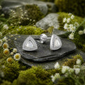 925/- Sterling Silver Rhodium-Plated Mother of Pearl and Zirconia Stud Earrings