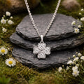 Anhänger mit Kette 925 Sterling Silber rhodiniert Kleeblatt Zirkonia