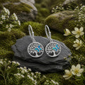 Ohrhänger 925/- Sterling Silber rhodiniert synth. Opal blau