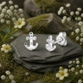 Ohrstecker 925-Sterling Silber rhodiniert Anker Lack weiß