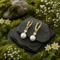 Ohrhänger 333/- Gelbgold Zirkonia und Süßwasserzuchtperle