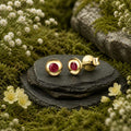 Ohrstecker 375/- Gelbgold glanz Rubin