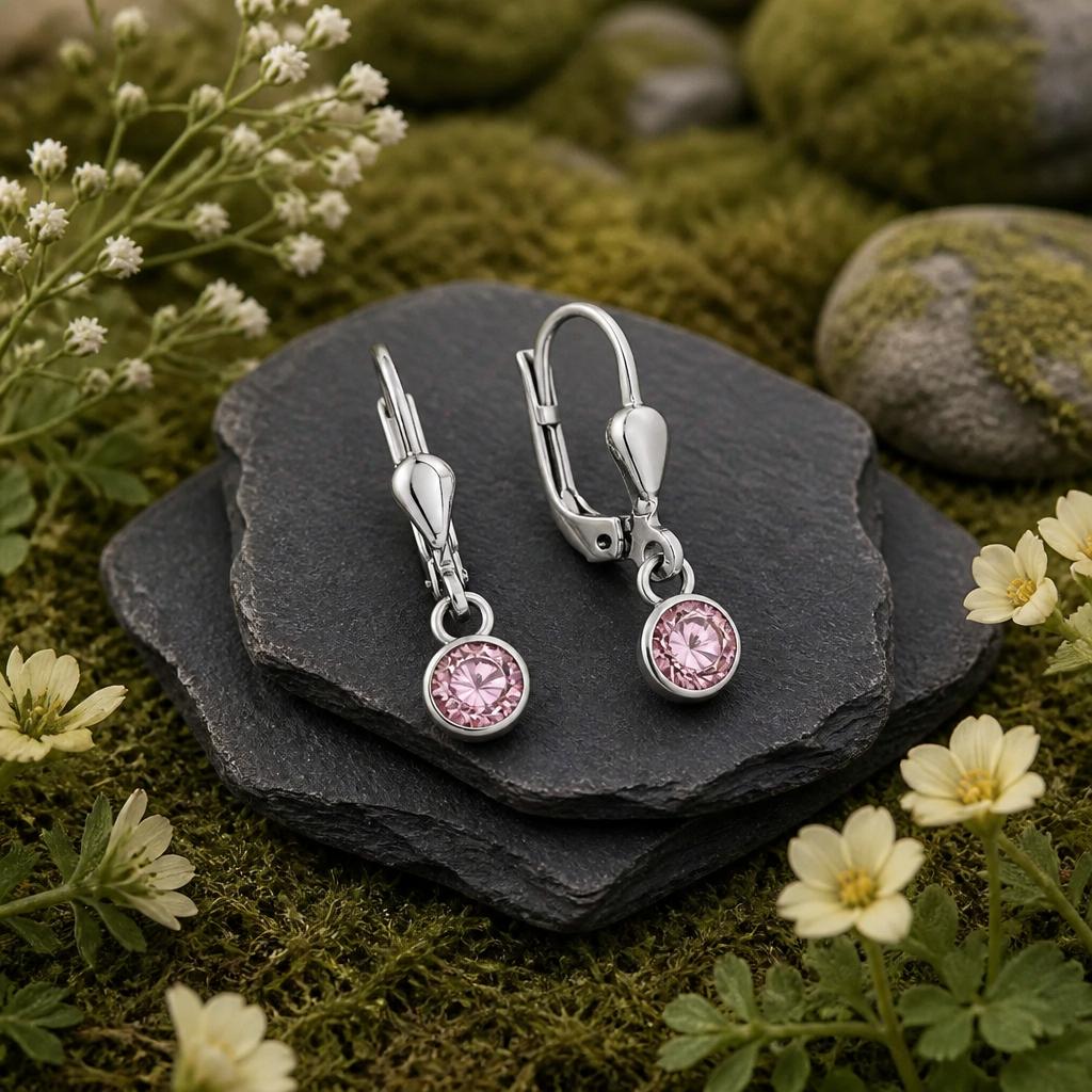 Drop Earrings 925 Sterling Silver Rhodium Plated Cubic Zirconia