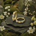 Klappcreolen 375/- Gelbgold bicolor Zirkonia