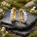 Creoles 925/- Sterling Silver rhodium-plated and gold-plated Zirconia