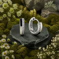 Creolen 925/- Sterling Silber rhodiniert Perlmutt Onyx Zirkonia