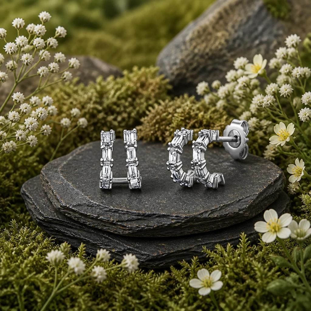 Ohrstecker 925-Sterling Silber rhodiniert Zirkonia