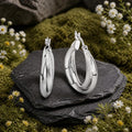 Creolen 925/- Sterling Silber rhodiniert glanz/matt
