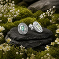 Stud earrings 925/- sterling silver rhodium-plated blue topaz
