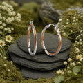 Creolen 925/- Sterling Silber rhodiniert teils rosé vergoldet 30mm